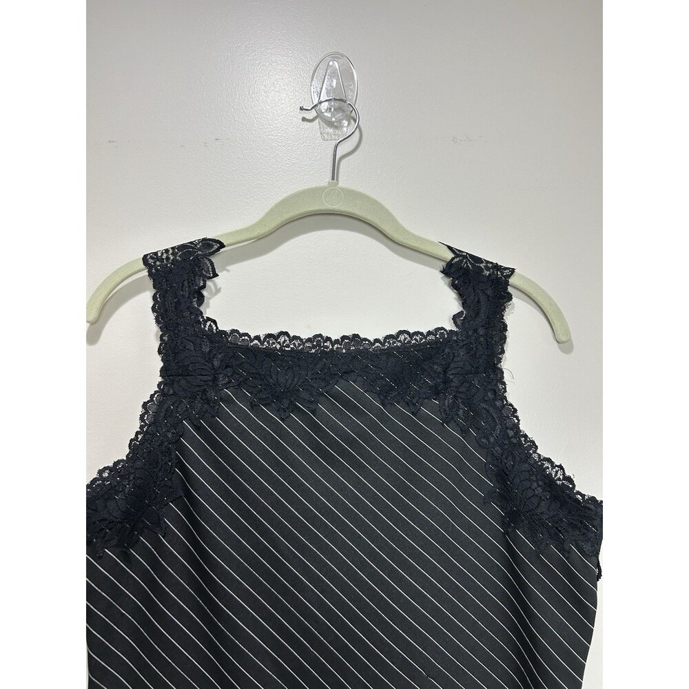 Vtg Charlotte Russe Striped Tank Top Black Lace Whimsigoth Y2K Grunge L - Picture 6 of 9